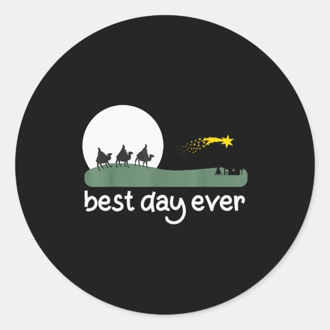 Nativity Scene _ Christmas Day Ever  Classic Round Sticker (Front)
