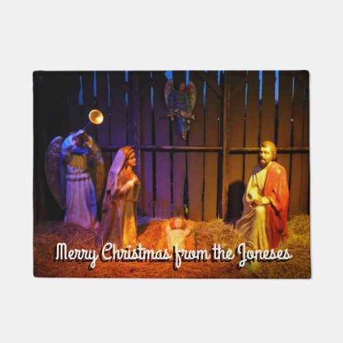 Nativity Scene Christmas Display in Washington DC Doormat