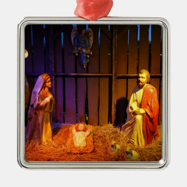 Nativity Scene Christmas Display in Washington DC Metal Ornament (Front)