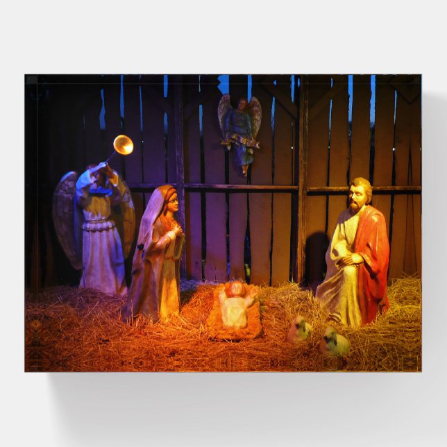 Nativity Scene Christmas Display in Washington DC Paperweight (Front)