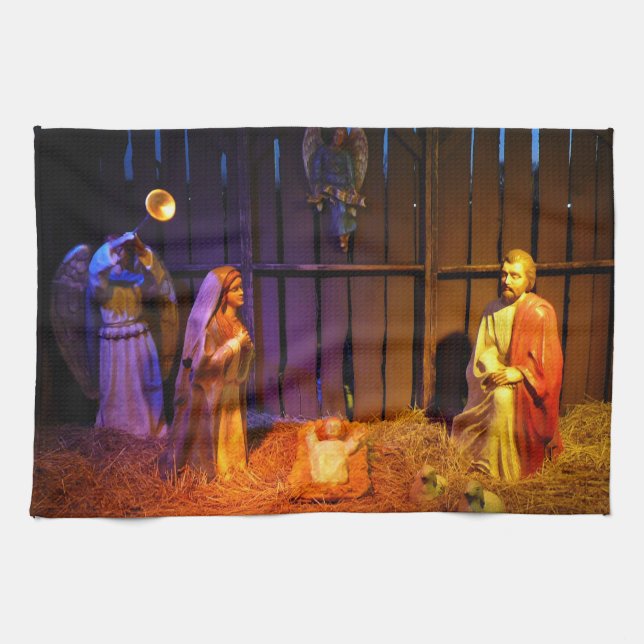 Nativity Scene Christmas Display in Washington DC Towel (Horizontal)