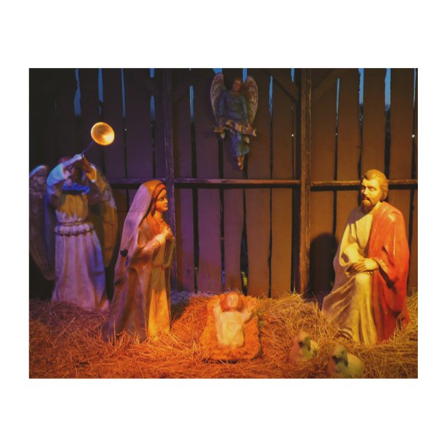 Nativity Scene Christmas Display in Washington DC Wood Wall Decor (Front)