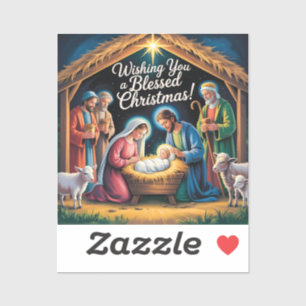 Nativity Scene Christmas Greeting Sticker