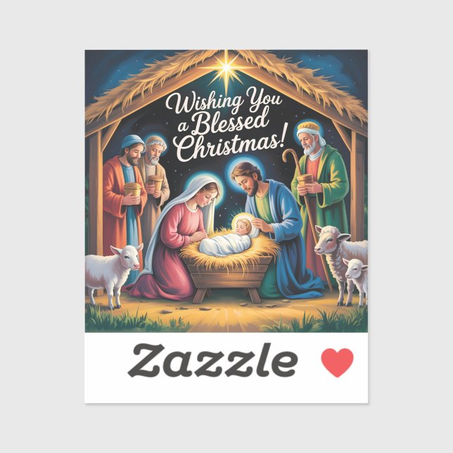 Nativity Scene Christmas Greeting Sticker (Sheet)