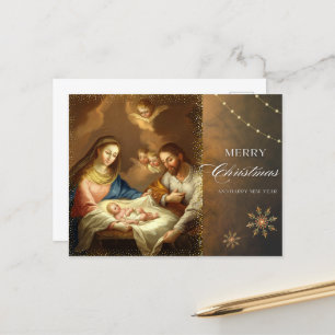 Nativity Scene Christmas Greetings Holiday Postcard