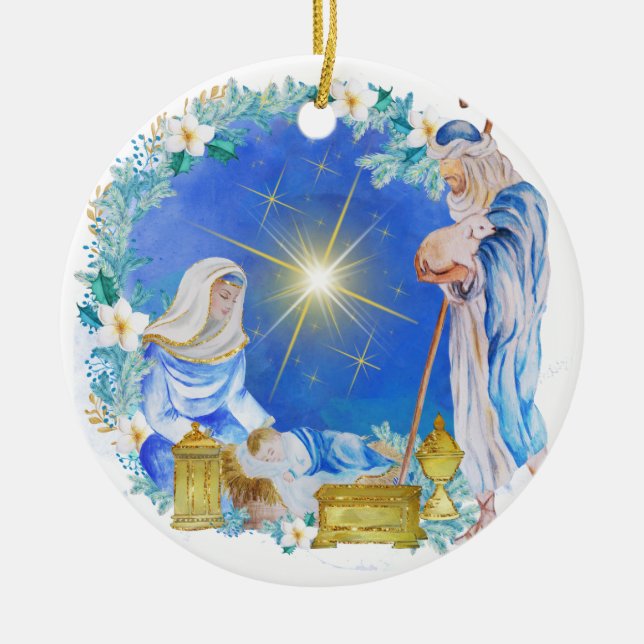 Nativity Scene Christmas Ornament (Front)