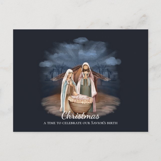 Nativity Scene - Christmas Our Savior's Birth  Postcard (Front)