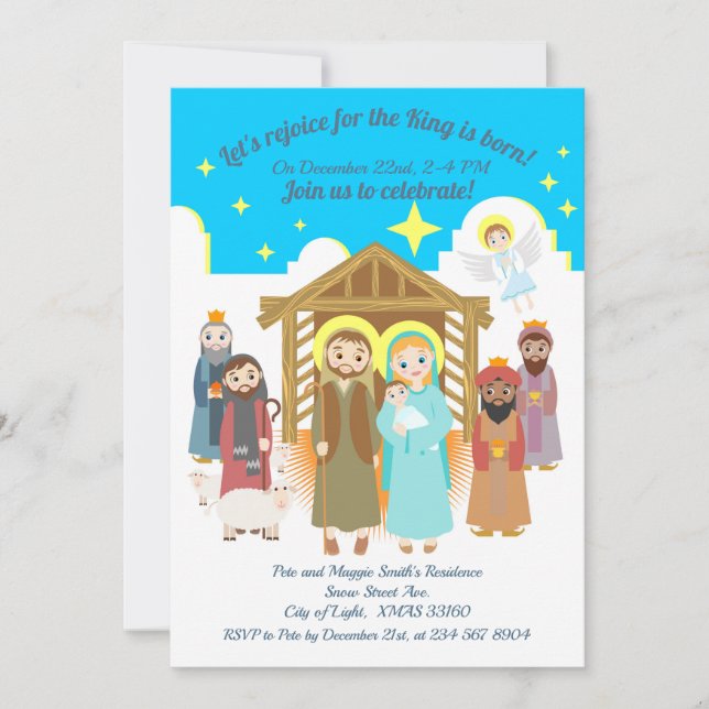 Nativity Scene Christmas Party Invitation (Front)