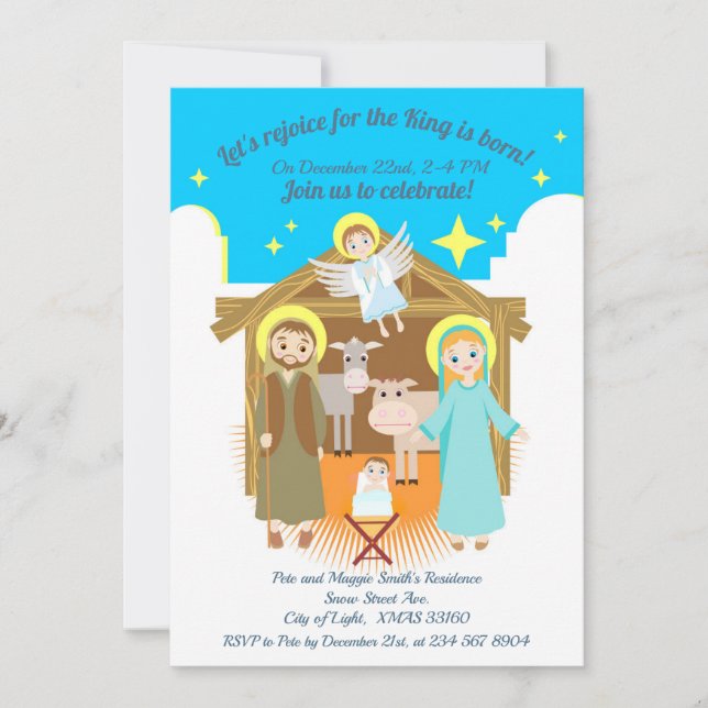 Nativity Scene Christmas Party Invitation (Front)