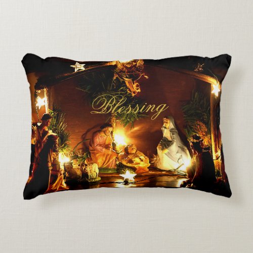 Nativity Scene Christmas Pillow