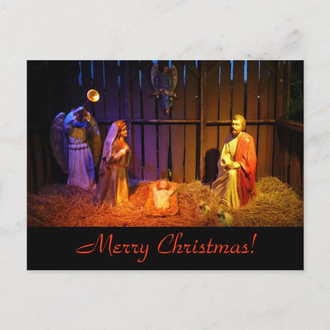 Nativity Scene Christmas Postcard (Front)