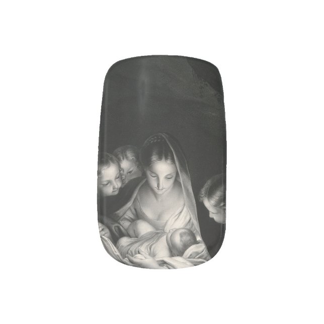 Nativity Scene Christmas Virgin Mary Jesus Angels Minx Nail Wraps (Right Thumb)