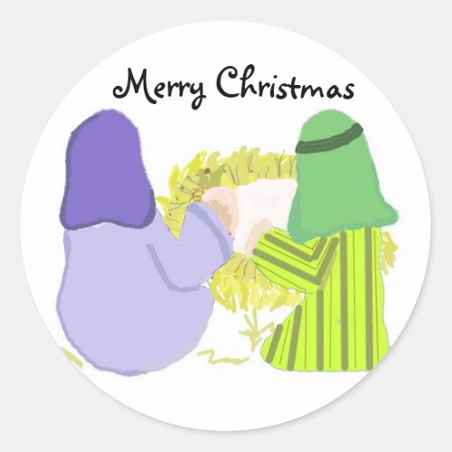 Nativity Scene Classic Round Sticker