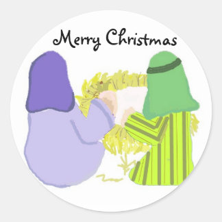 Nativity Scene Classic Round Sticker