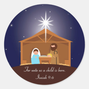 Nativity Scene Classic Round Sticker