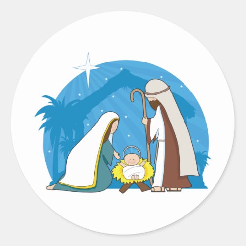 Nativity Scene Classic Round Sticker