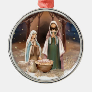 Nativity Scene Custom Christmas Metal Ornament