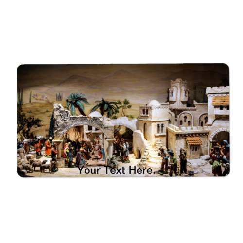 Nativity Scene Decoration for Christmas Label