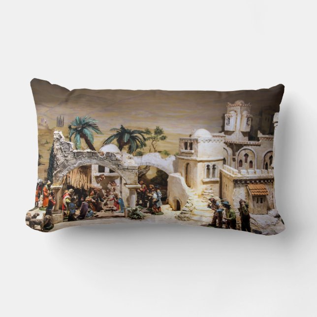 Nativity Scene Decoration for Christmas Lumbar Pillow (Front)