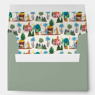 Nativity Scene Ecru Hand drawn Christmas Envelope