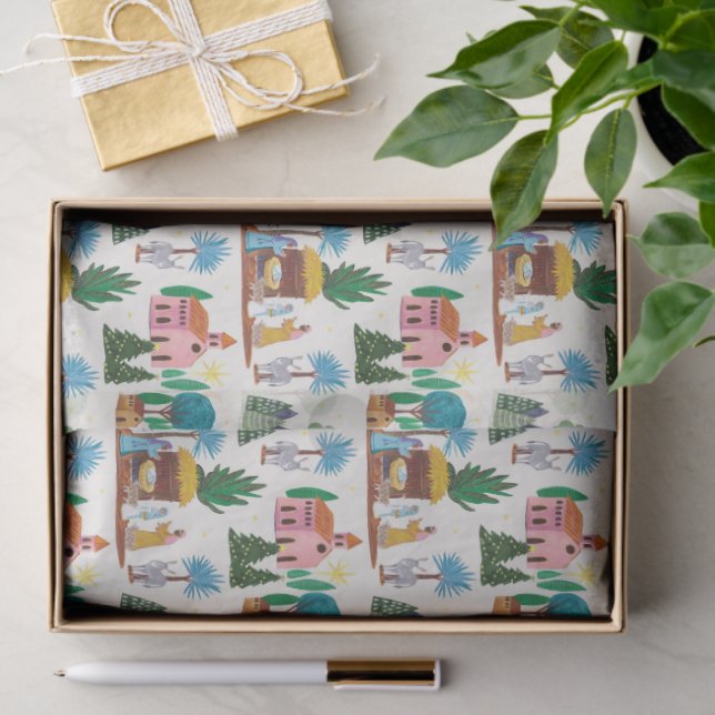 Nativity Scene Ecru Hand drawn Christmas Tissue Paper (Gift)