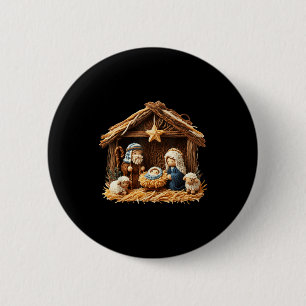 Nativity Scene Faux Yarn Crochet Jesus Christmas R Button