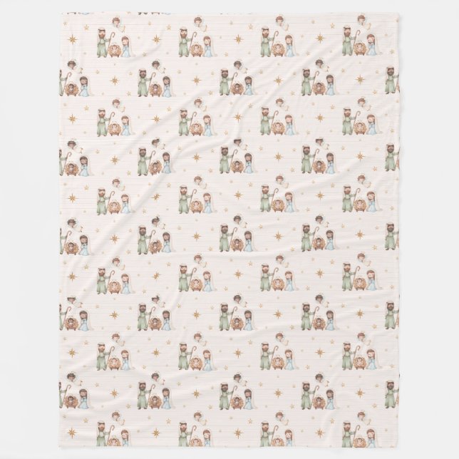 Nativity Scene Fleece Blanket (Front)