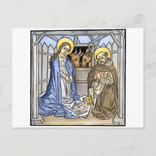 Nativity scene from an Italian Illuminated Gospel Postcard