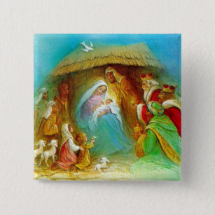 Nativity Scene Gifts for Christmas Button