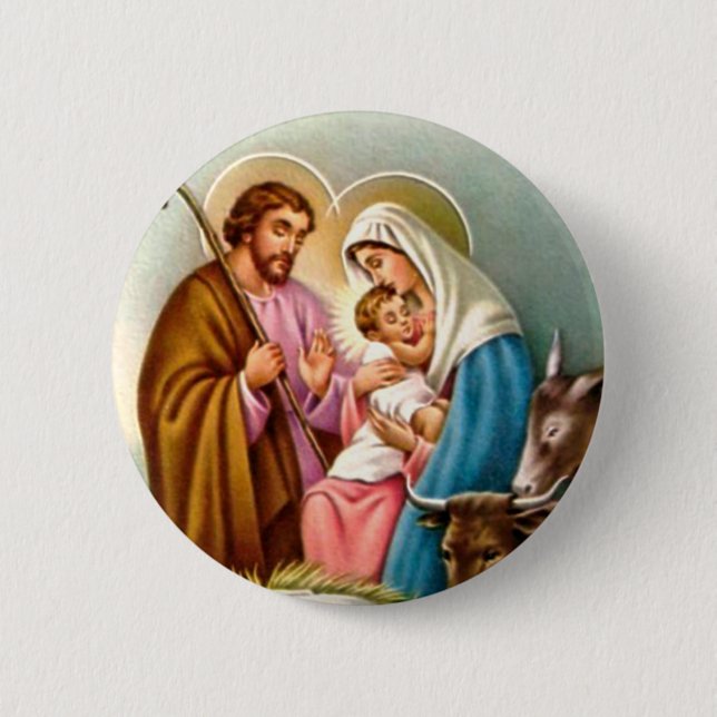 Nativity Scene Gifts for Christmas Button (Front)