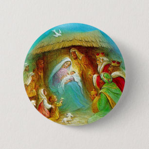Nativity Scene Gifts for Christmas Button
