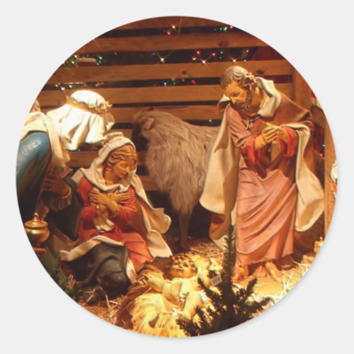 Nativity Scene Gifts for Christmas Classic Round Sticker