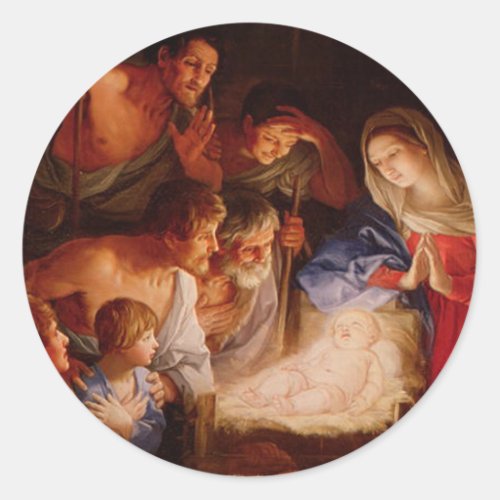 Nativity Scene Gifts for Christmas Classic Round Sticker