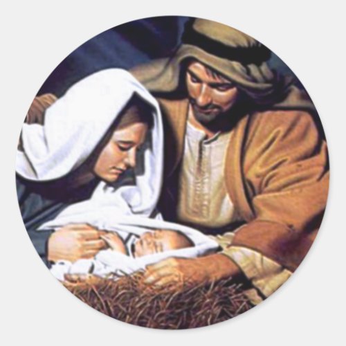 Nativity Scene Gifts for Christmas Classic Round Sticker