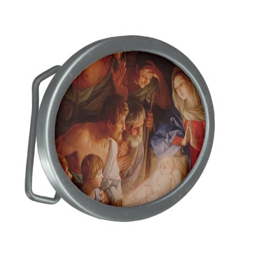 Nativity Scene Gifts for Christmas Oval Belt Buckle