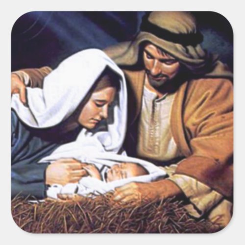 Nativity Scene Gifts for Christmas Square Sticker