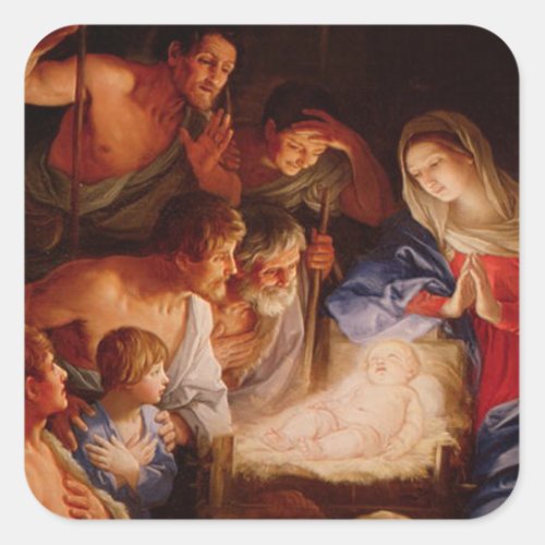 Nativity Scene Gifts for Christmas Square Sticker