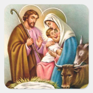 Nativity Scene Gifts for Christmas Square Sticker