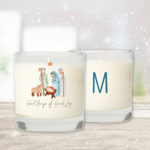 Nativity Scene Glad Tidings Initial Christmas  Scented Candle