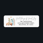 Nativity Scene Glad Tidings Return Name Address Label<br><div class="desc">Nativity Scene Glad Tidings Return Name and Address. A beautiful simple Nativity Scene of Mary, Joseph and baby Jesus with a shepherd and a sheep, and a line from the carol While Shepherds Watched, Glad Tidings of Great Joy, in an elegant set script is above your return name and address...</div>