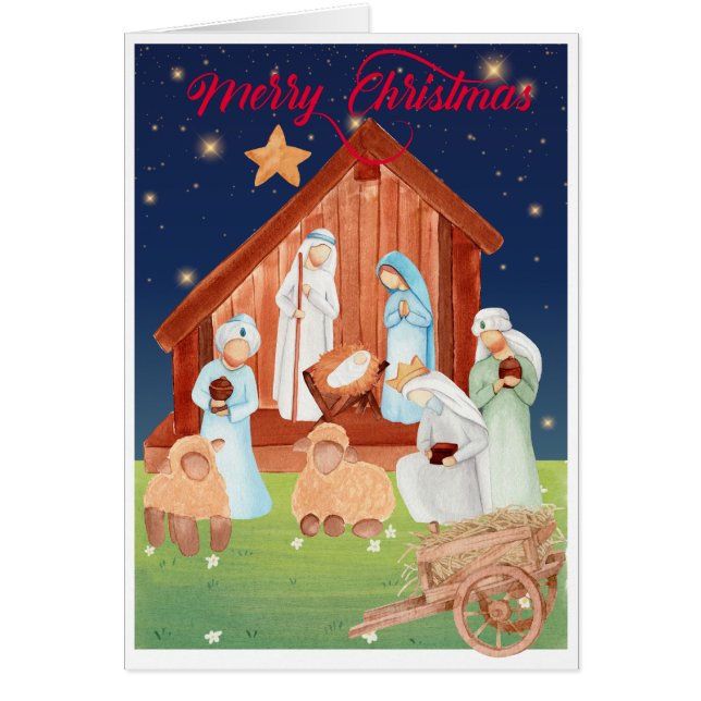 Nativity Scene Glory to God Non-Photo Holiday Card (Front)