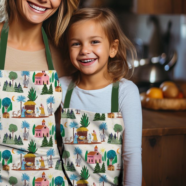 Nativity Scene Hand drawn Christmas Apron (Nativity Scene Hand drawn Christmas Apron)
