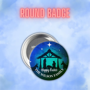 Nativity Scene - Happy Easter   Button