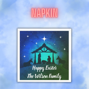 Nativity Scene - Happy Easter   Napkins
