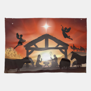 Nativity Scene Holiday Religious Christmas Kitchen Towel
