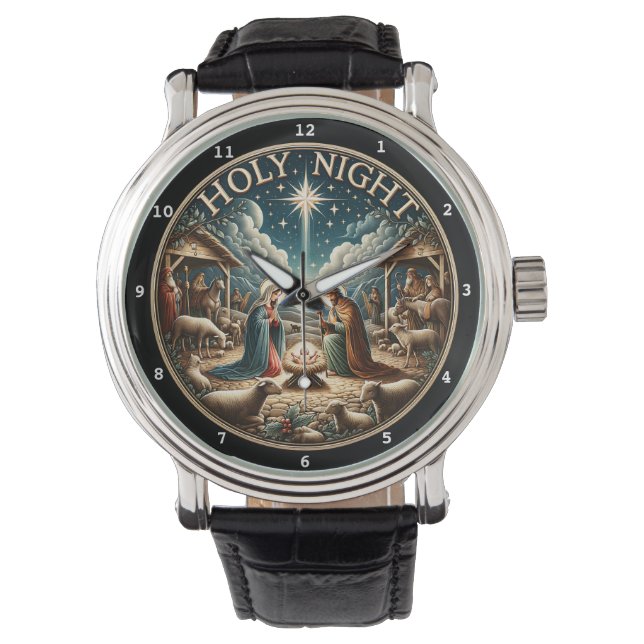 Nativity Scene Holy Night Decorative Watch (Front)