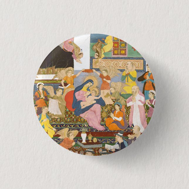 Nativity scene in indian style button (Front)