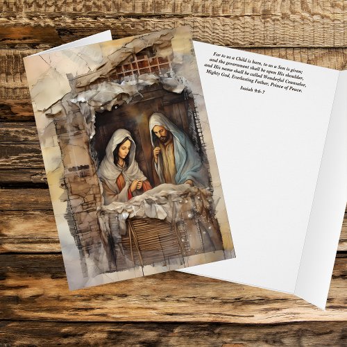 Nativity Scene Isaiah Names Christ Christmas Card