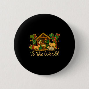 Nativity Scene Joy To The World – Christmas Faith Button