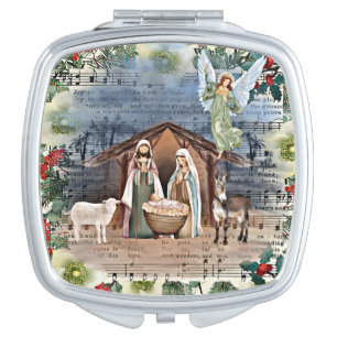 Nativity Scene, Joy to the World, Compact Mirror